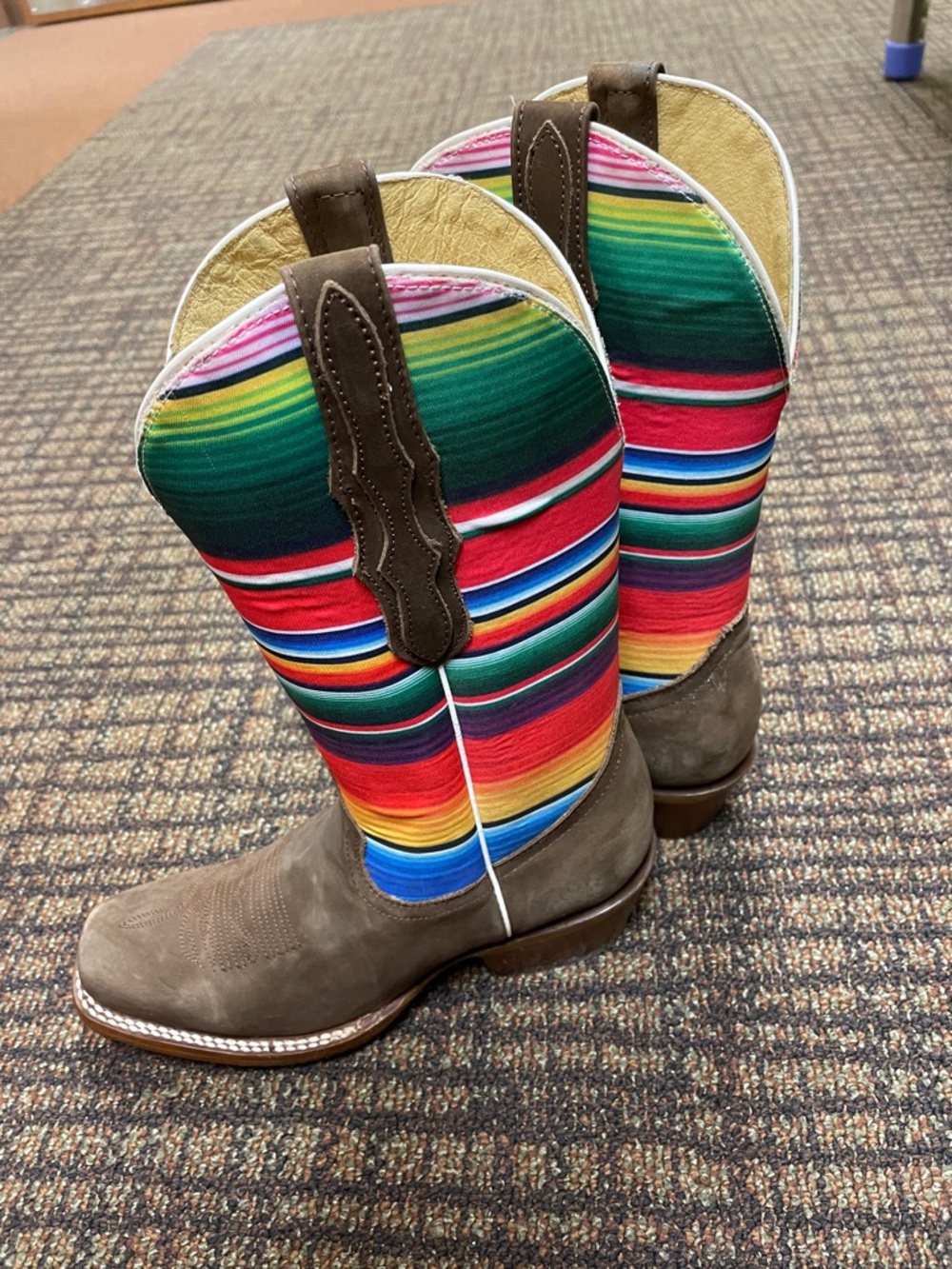 El General Cowboy Boots with Multicolor Serape Shaft Made in Mexico Wms 8- EUC! - Picture 6 of 11